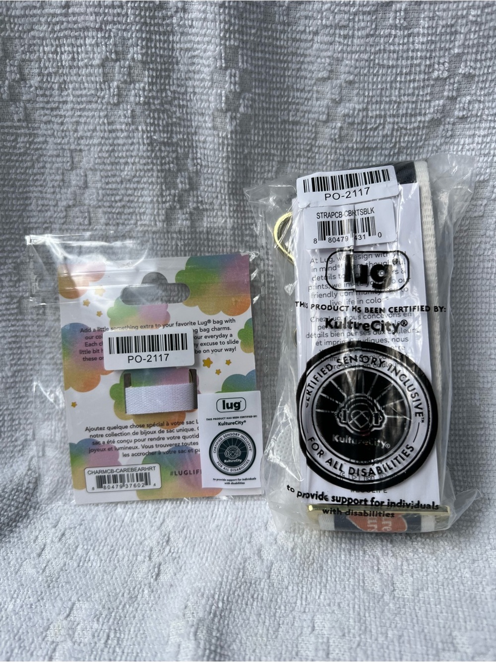 Lug Care Bears 1.5 inch Classic Web strap in Hearts Black & Heart bag Charm. - Picture 3 of 4